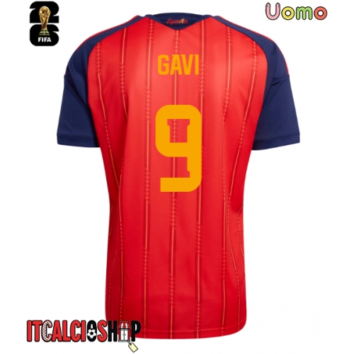 Spagna Paez Gavi #9 Prima Maglia Mondiali 2026 Manica Corta